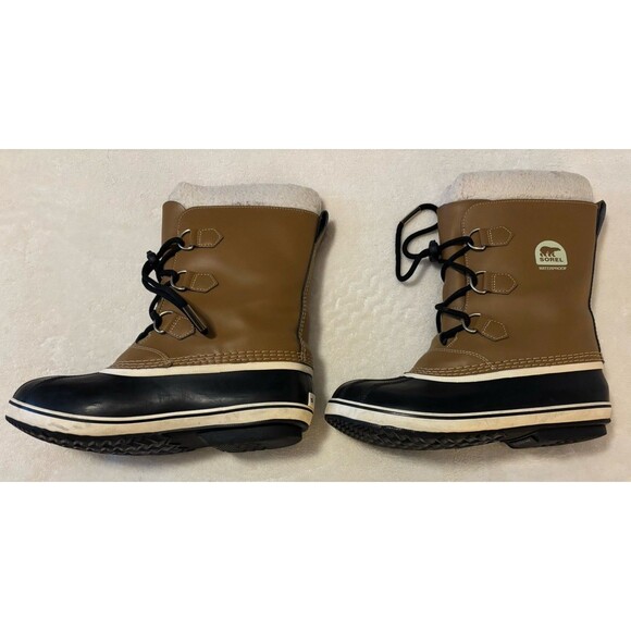 Sorel Women's Yoot Pac Waterproof Boots Sz. 7 Faux Fur Trim Mesquite Tan Black - Picture 4 of 9